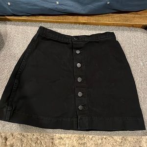 American apparel black jean skirt with front buttons